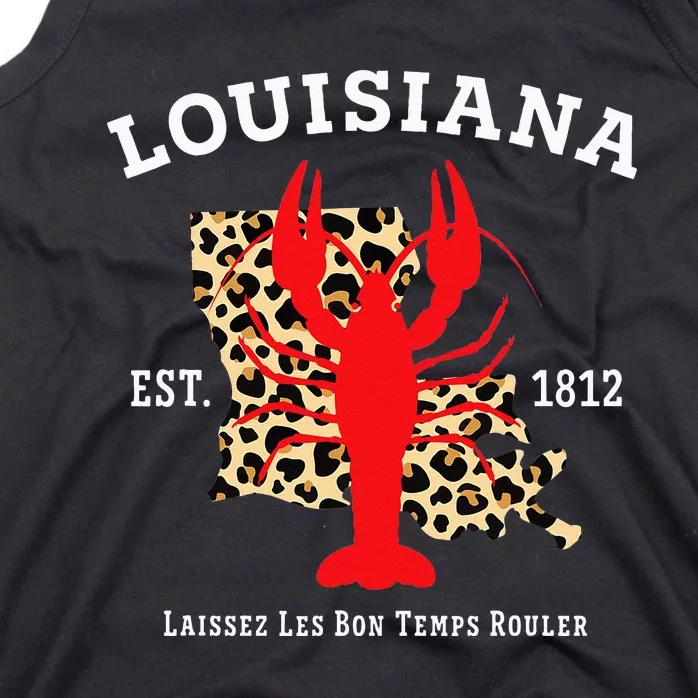 Louisiana Est. 1812 Crawfish Leopard New Orleans Mardi Gras Tank Top