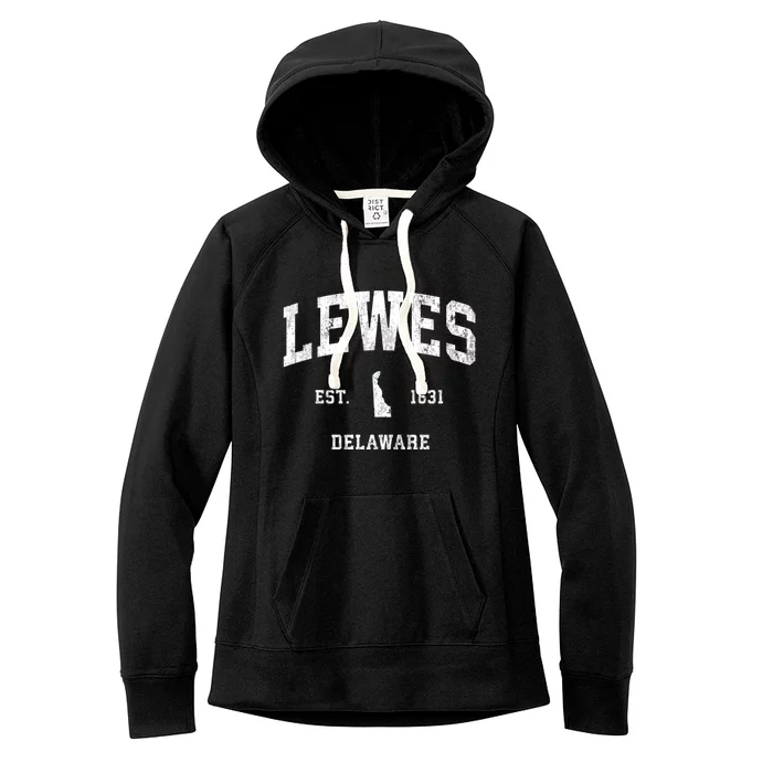 Lewes Est 1631 Delaware De Vintage Athletic Sports Design Women's Fleece Hoodie