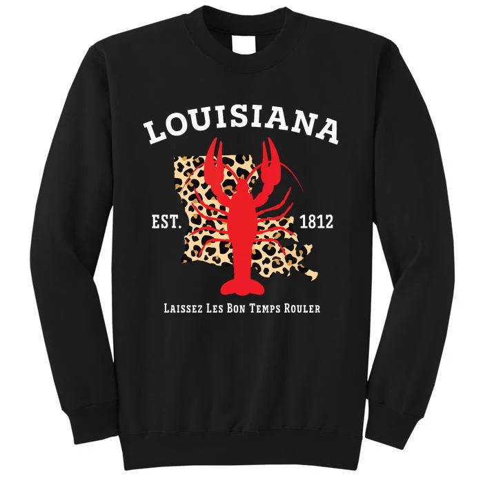 Louisiana Est 1812 Crawfish Leopard New Orleans Mardi Gras Tall Sweatshirt