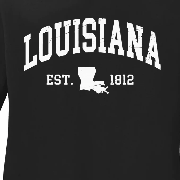 Louisiana Est. 1812 Distressed Worn Design Classic Ladies Long Sleeve Shirt