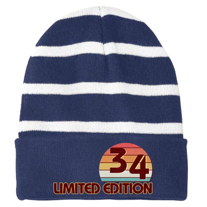 Limited Edition 1934 Retro Sun 90th Birthday Striped Beanie with Solid Band