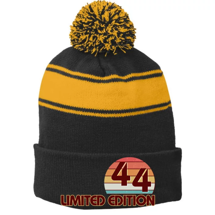 Limited Edition 1944 Retro Sun 80th Birthday Stripe Pom Pom Beanie