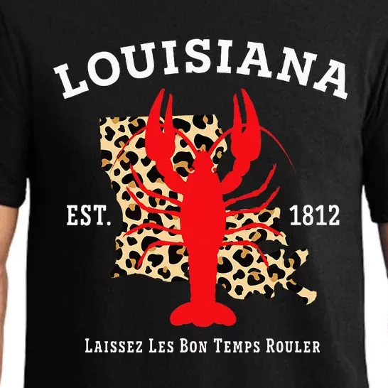 Louisiana Est. 1812 Crawfish Leopard New Orleans Mardi Gras Pajama Set