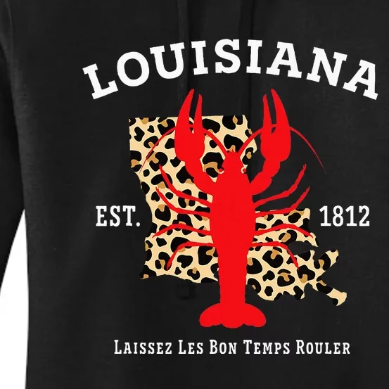 Louisiana Est. 1812 Crawfish Leopard New Orleans Mardi Gras Women's Pullover Hoodie