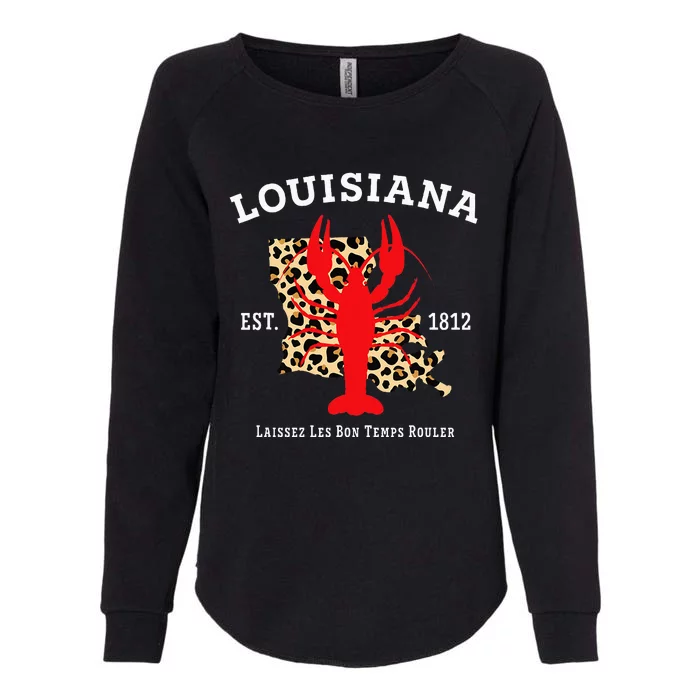 Louisiana Est. 1812 Crawfish Leopard New Orleans Mardi Gras Womens California Wash Sweatshirt