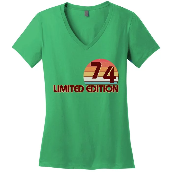 Limited Edition 1974 Retro Sun 50th Birthday Women's V-Neck T-Shirt