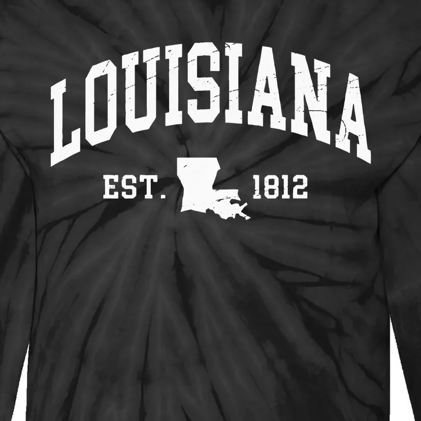 Louisiana Est. 1812 Distressed Worn Classic Tie-Dye Long Sleeve Shirt