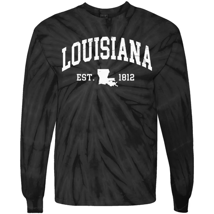 Louisiana Est. 1812 Distressed Worn Classic Tie-Dye Long Sleeve Shirt