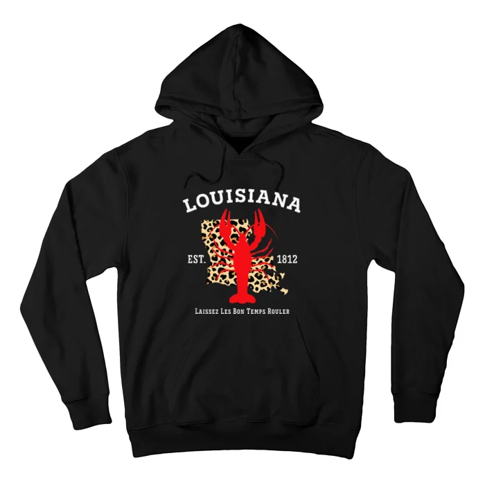 Louisiana Est. 1812 Crawfish Leopard New Orleans Mardi Gras Hoodie