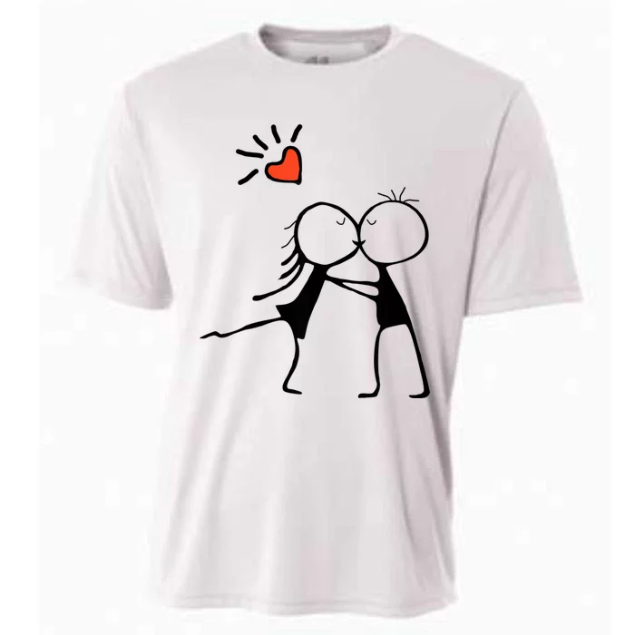 Love's Embrace: A Romantic Couple Design For Valentine's Day Cooling Performance Crew T-Shirt