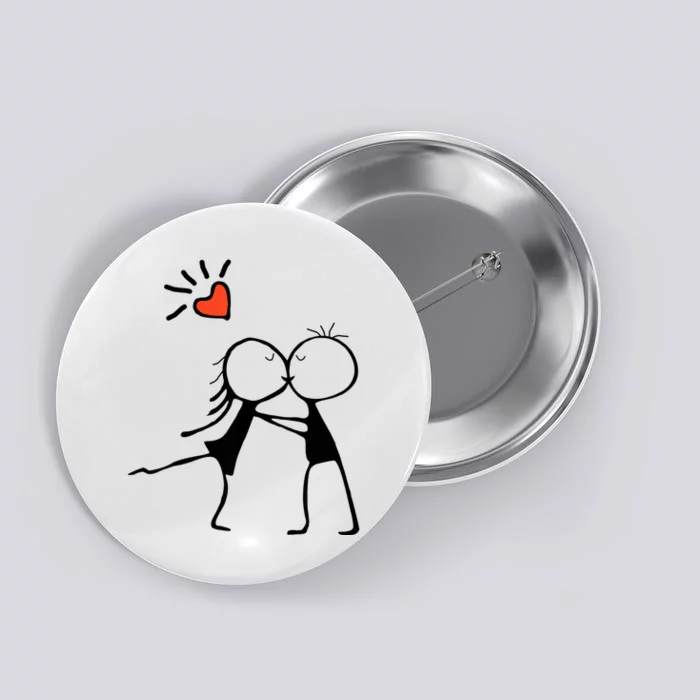 Love's Embrace: A Romantic Couple Design For Valentine's Day Button