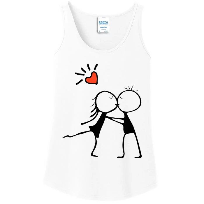 Love's Embrace: A Romantic Couple Design For Valentine's Day Ladies Essential Tank