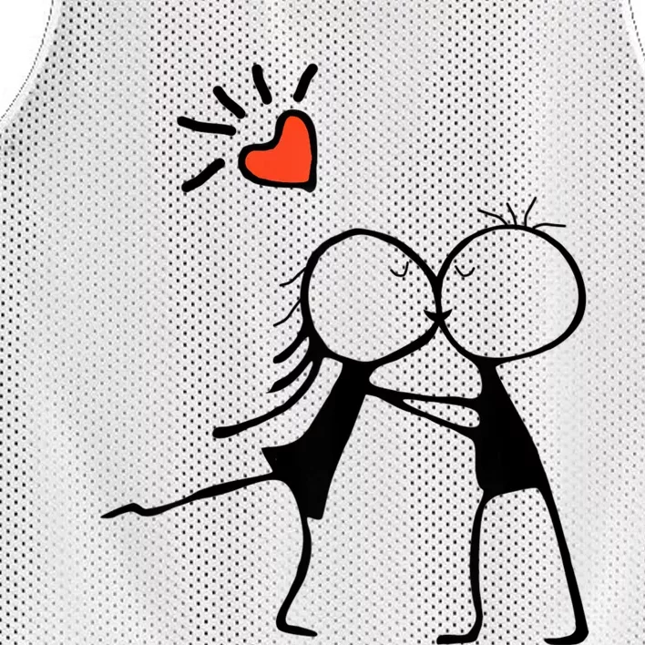 Love's Embrace: A Romantic Couple Design For Valentine's Day Mesh Reversible Basketball Jersey Tank