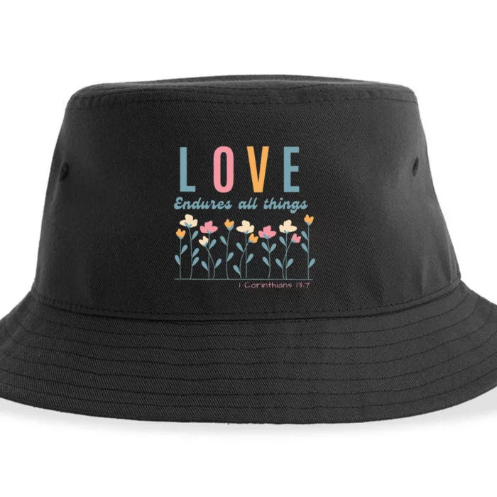 Love Endures All Things Floral Bible Be Kind To One Another Sustainable Bucket Hat