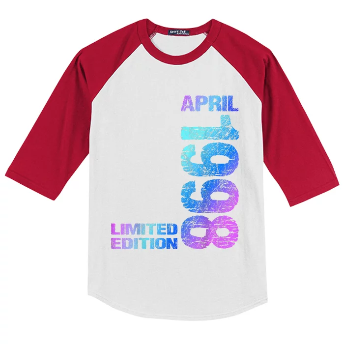 Limited Edition April 1998 25th Birthday Born 1998 Kids Colorblock Raglan Jersey