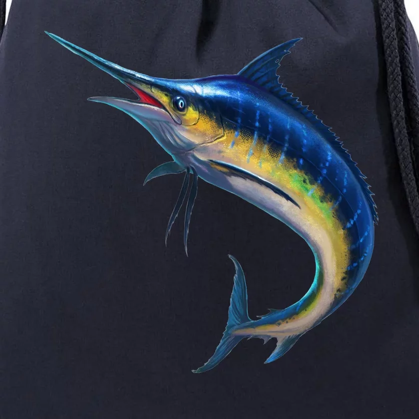 Leaping Blue Marlin Drawstring Bag