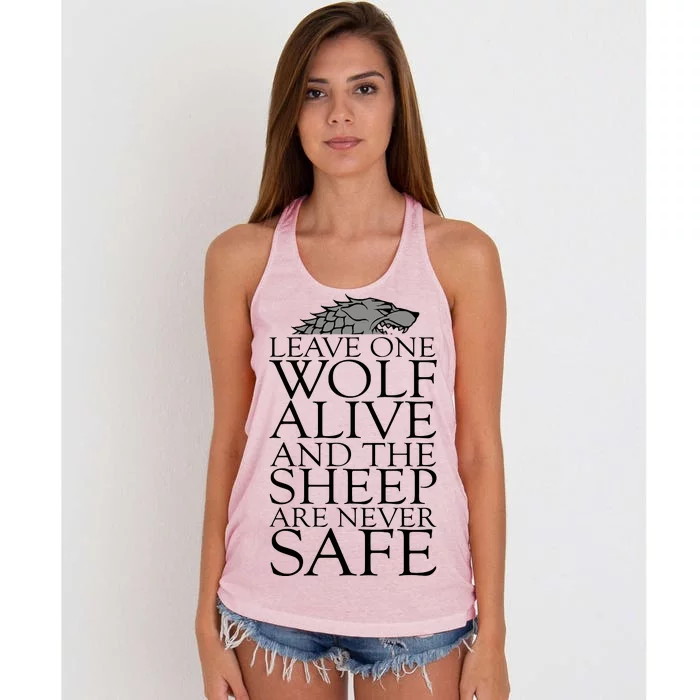 Leave One Wolf Alive And The Sheep Are Never Safe Women's Knotted Racerback Tank