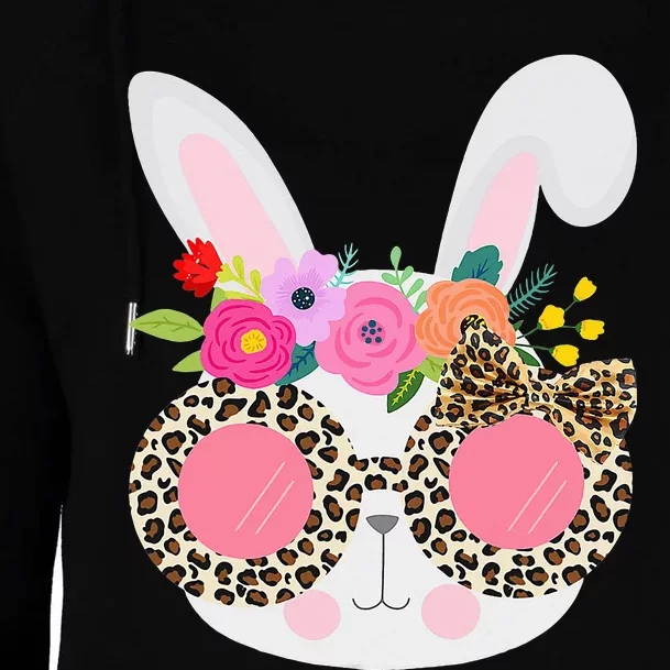 Leopard Easter Basket Stuffer Bunny Face Womens Funnel Neck Pullover Hood