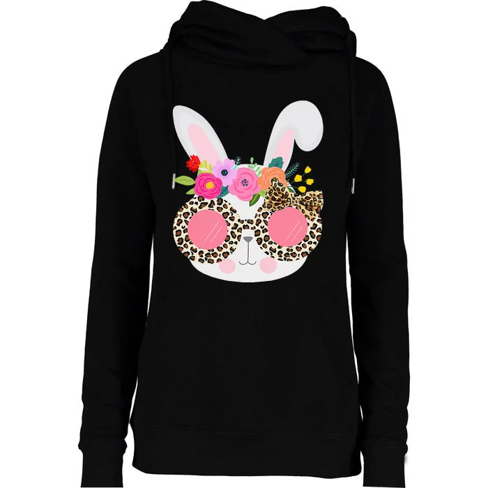 Leopard Easter Basket Stuffer Bunny Face Womens Funnel Neck Pullover Hood