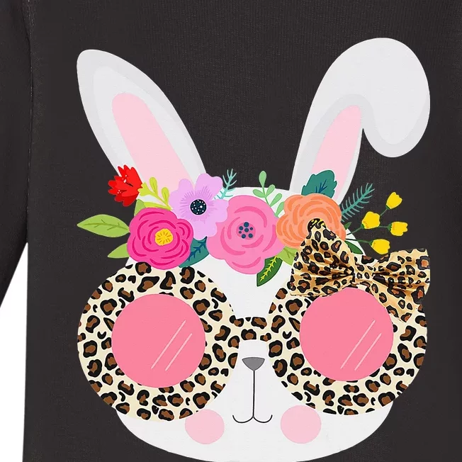 Leopard Easter Basket Stuffer Bunny Face Baby Long Sleeve Bodysuit