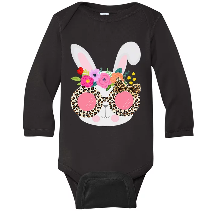 Leopard Easter Basket Stuffer Bunny Face Baby Long Sleeve Bodysuit