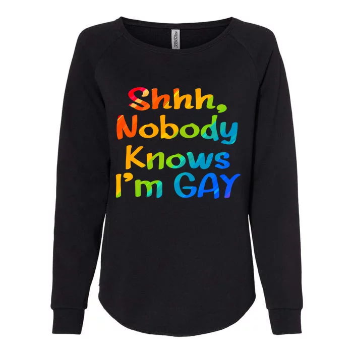 Lgbtq+ Equality Bisexual Lesbian Shh Nobody Knows Im Gay Gift Womens California Wash Sweatshirt