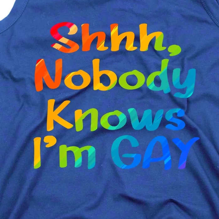 Lgbtq+ Equality Bisexual Lesbian Shh Nobody Knows Im Gay Gift Tank Top