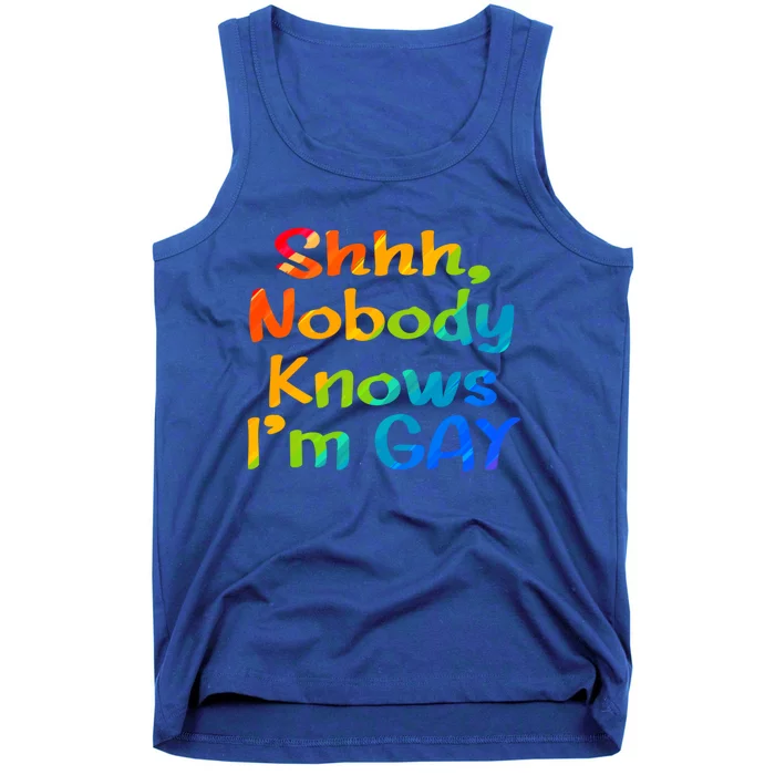 Lgbtq+ Equality Bisexual Lesbian Shh Nobody Knows Im Gay Gift Tank Top