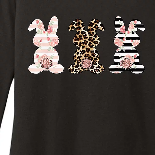 Leopard Easter Bunny Rabbit Trio Cute Easter Womens CVC Long Sleeve Shirt