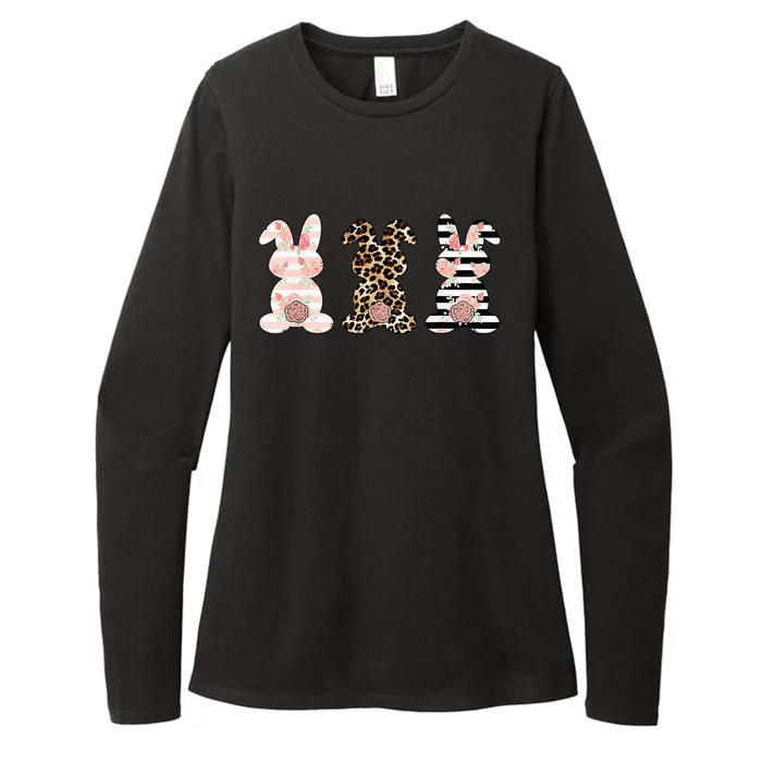 Leopard Easter Bunny Rabbit Trio Cute Easter Womens CVC Long Sleeve Shirt