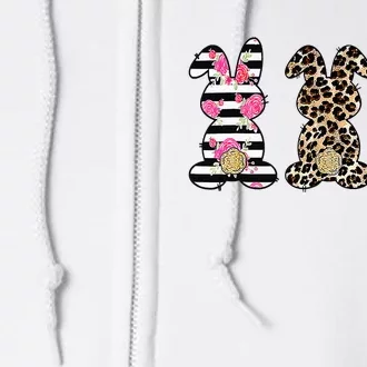 Leopard Easter Bunny Rabbit Trio Cute Easter Full Zip Hoodie