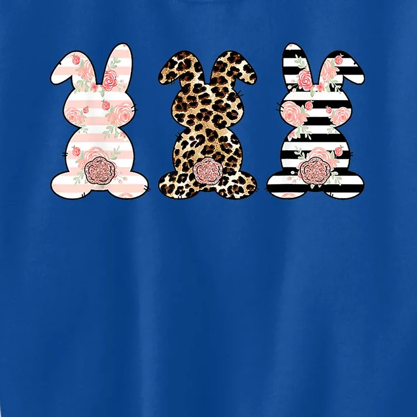 Leopard Easter Bunny Rabbit Trio Cute Happy Easter Day Gift Kids Sweatshirt