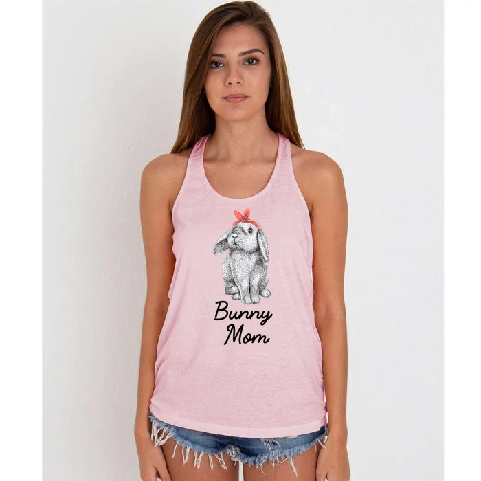 Lop Eared Bunny Rabbit Mom Drawing Gift Women's Knotted Racerback Tank