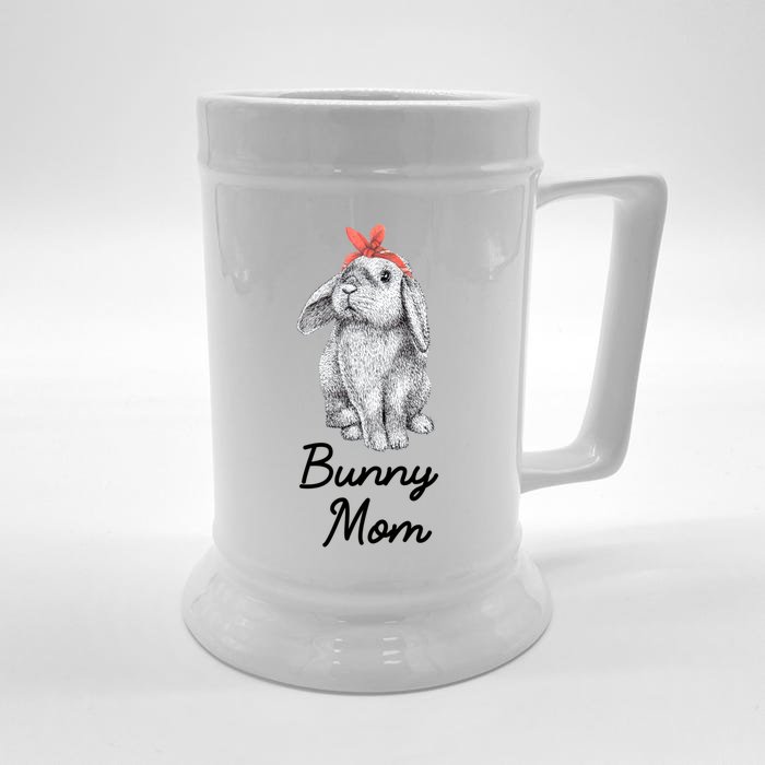 Lop Eared Bunny Rabbit Mom Drawing Gift Front & Back Beer Stein