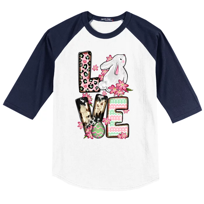 Love Easter Bunny With Egg Cute Design Baseball Sleeve Shirt