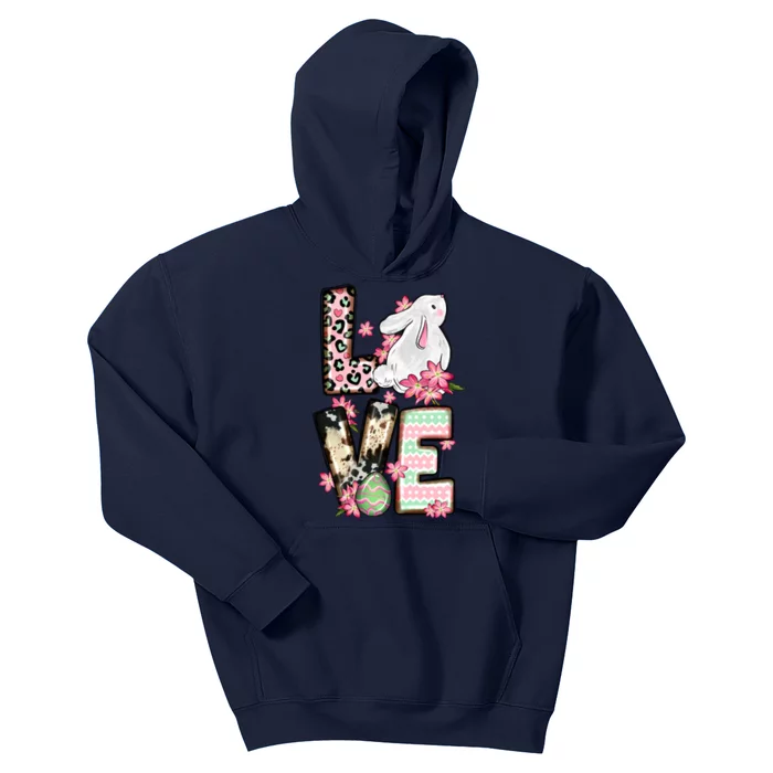 Love Easter Bunny With Egg Cute Design Kids Hoodie