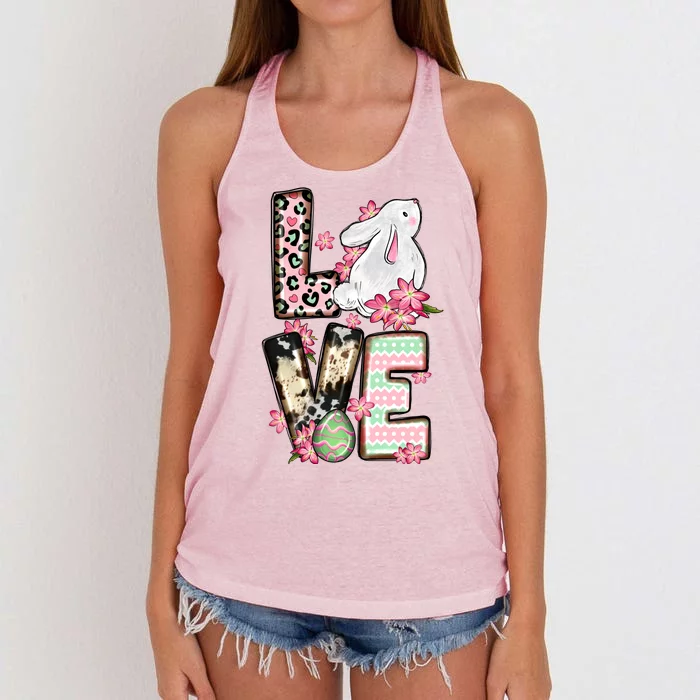 Love Easter Bunny With Egg Cute Design Women's Knotted Racerback Tank