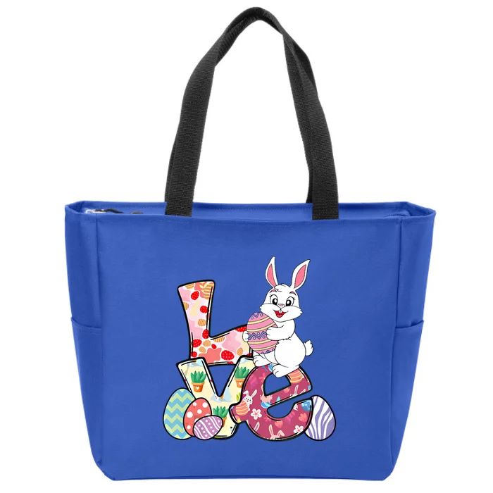 Love Easter Bunny Happy Easter Day Rabbit Eggs Gift Zip Tote Bag