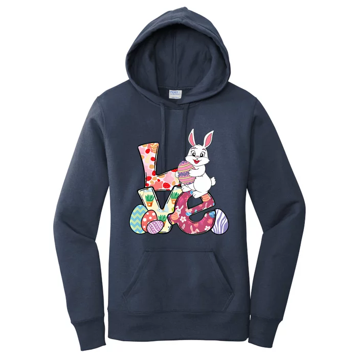 Love Easter Bunny Happy Easter Day Rabbit Eggs Gift Women's Pullover Hoodie