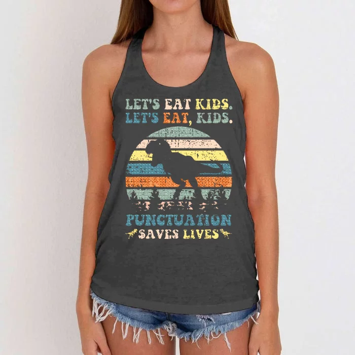 Lets Eat Boy Punctuation Saves Lives Women's Knotted Racerback Tank