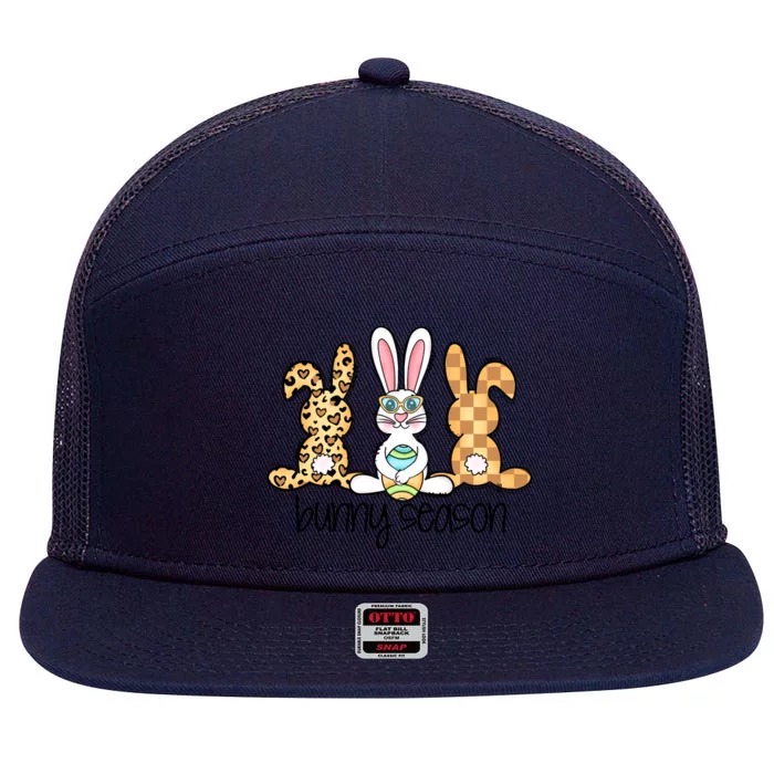 Leopard Easter Bunny Season Rabbit Trio Cute Easter Day 7 Panel Mesh Trucker Snapback Hat