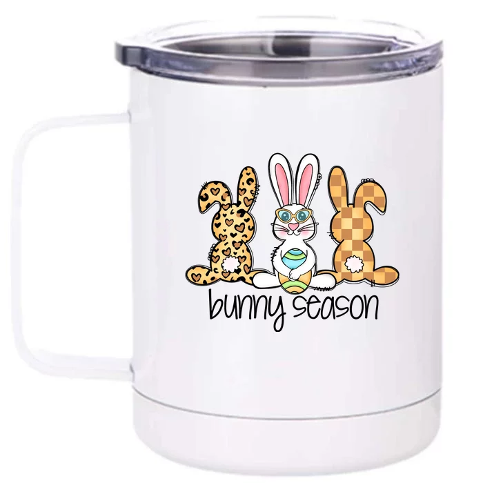 Leopard Easter Bunny Season Rabbit Trio Cute Easter Day Front & Back 12oz Stainless Steel Tumbler Cup