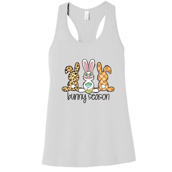 Leopard Easter Bunny Season Rabbit Trio Cute Easter Day Women's Racerback Tank