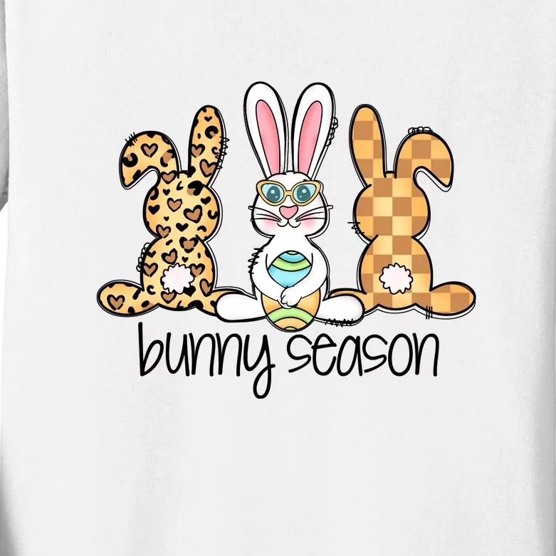 Leopard Easter Bunny Season Rabbit Trio Cute Easter Day Kids Long Sleeve Shirt