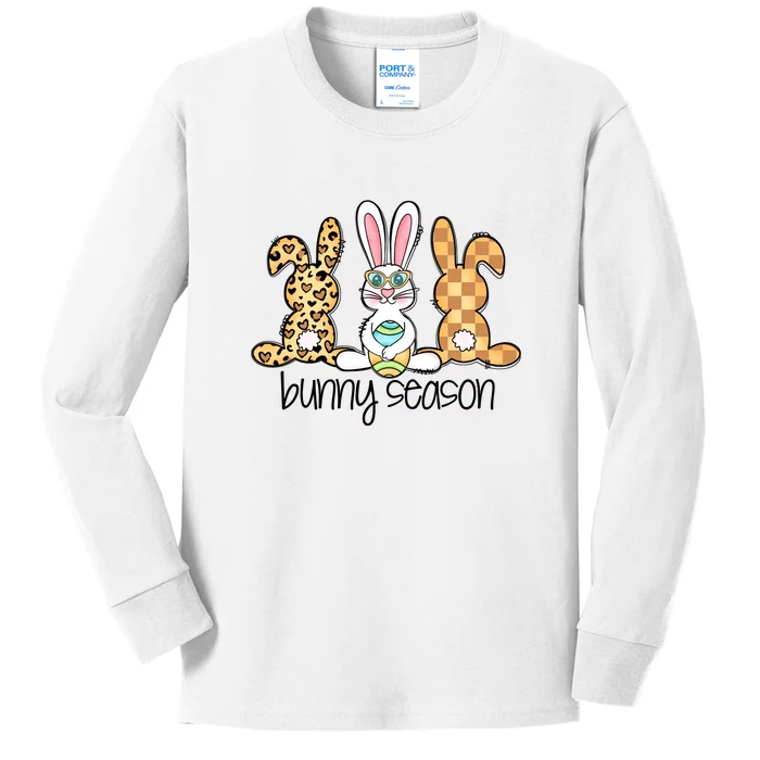 Leopard Easter Bunny Season Rabbit Trio Cute Easter Day Kids Long Sleeve Shirt