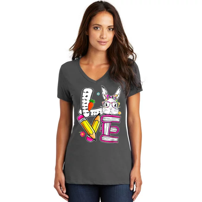 Love Easter Bunny School Women's V-Neck T-Shirt