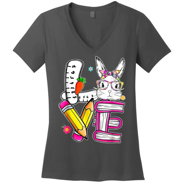 Love Easter Bunny School Women's V-Neck T-Shirt