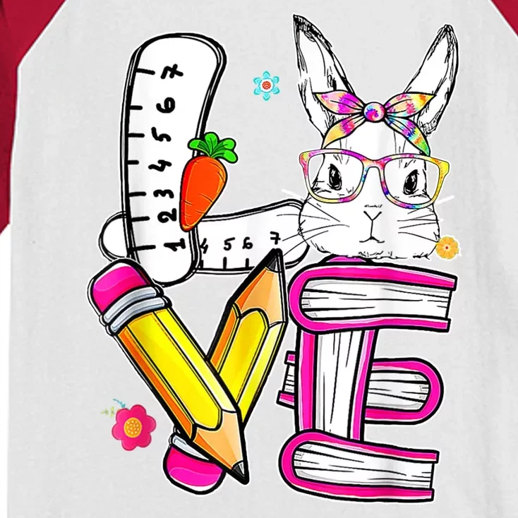 Love Easter Bunny School Kids Colorblock Raglan Jersey