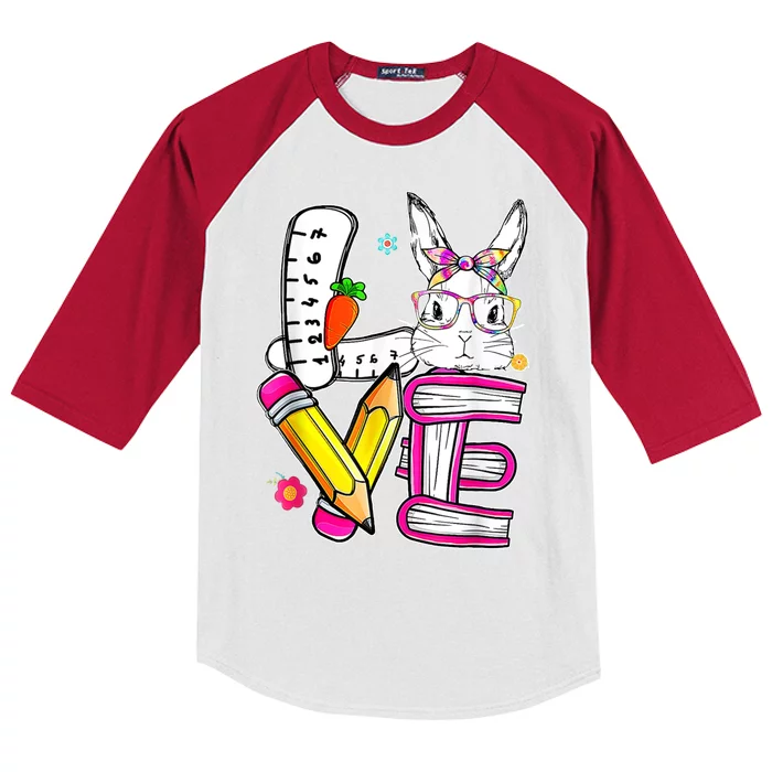 Love Easter Bunny School Kids Colorblock Raglan Jersey