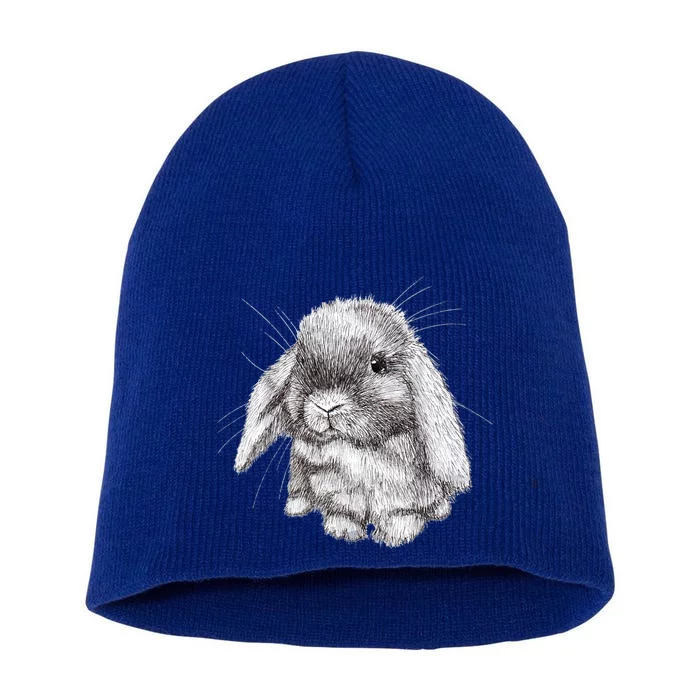 Lop Eared Bunny Rabbit Sketch Gift For Mens Womens Childrens Short Acrylic Beanie